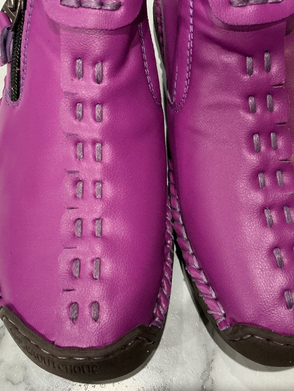 Geaino Purple Leather Ankle Boots